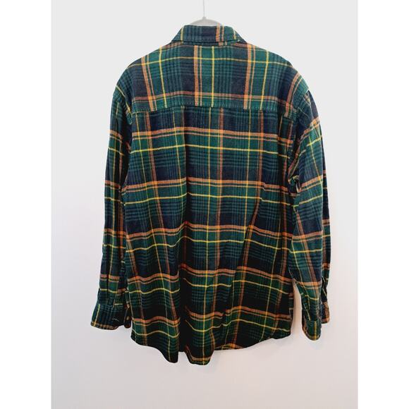 Woolrich Flannel Shirt Mens Large Button Up Green Plaid 100% Cotton - Picture 2 of 4